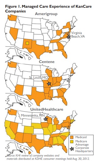 Figure 1: US Map - Managed care experience of KanCare Companies