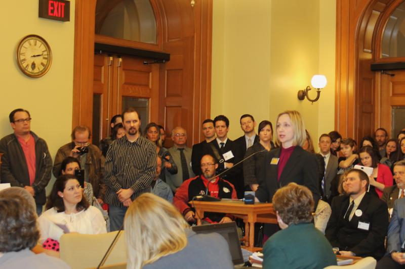 Tatiana Lin testifying before senate public health and welfare committee