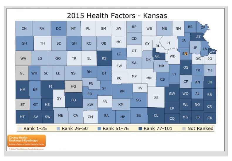 Map of Kansas 2015 Health Factors
