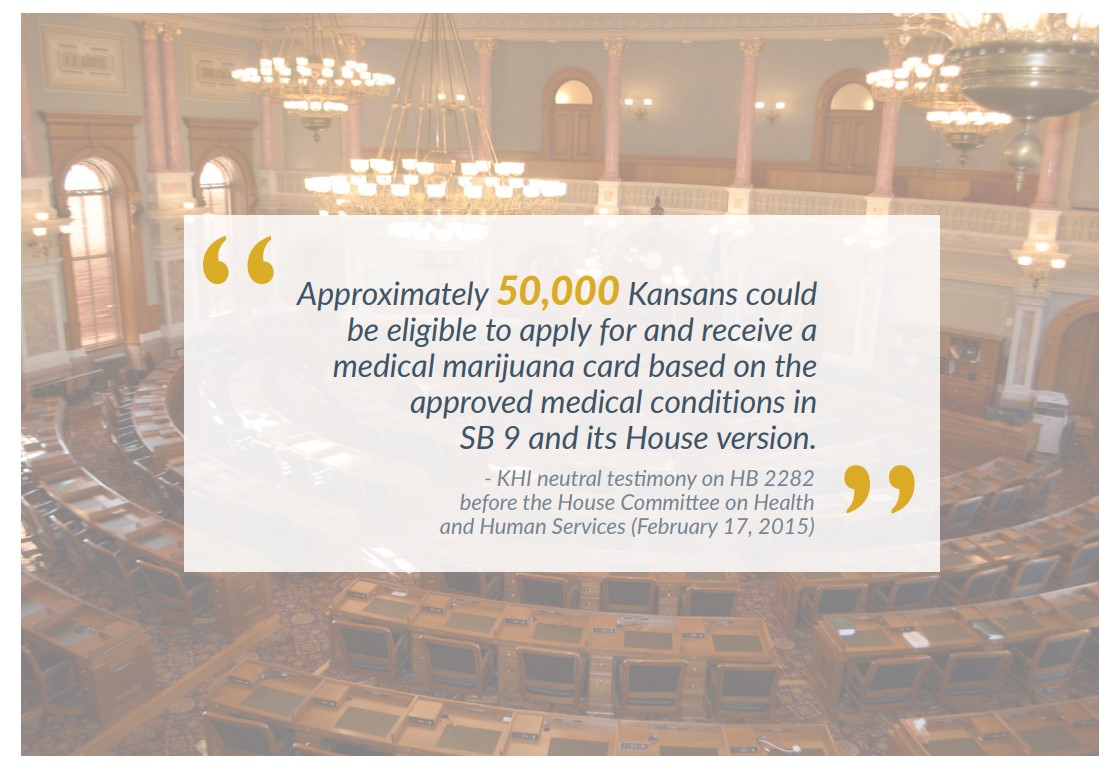 Graphic and quote: Approximately 50,000 Kansans could be eligible to apply for medical marijuana card