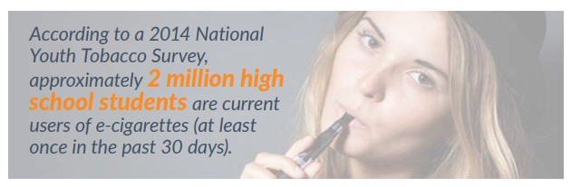 According to a 2014 National youth tobacco survey, approximately 2 million high school students are current users of e-cigarettes.