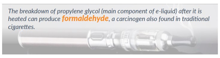 E-cigarettes can produce formaldehyde.