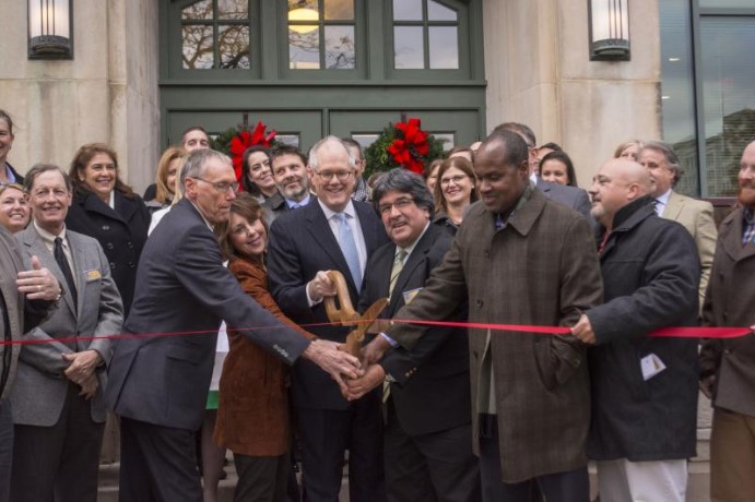 KHI board members and staff welcomed guests to celebrate the grand opening of its newly renovated home with a ribbon-cutting ceremony on November 30 at 212 SW 8th Avenue in downtown Topeka. Built in 1939, the building is the former location of the historic Hayden Catholic High School.