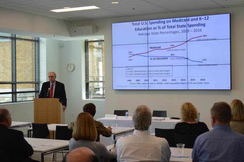 National Medicaid expert Vernon K. Smith, Ph.D., senior advisor for Health Management Associates, talked to Kansas policymakers and other invited guests about trends in Medicaid managed care.