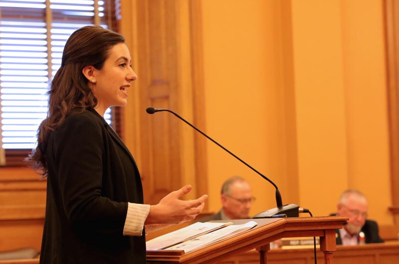 Carlie Houchen, M.P.H., KHI analyst, provides neutral testimony March 1, 2018, to the House Water and Environment Committee.