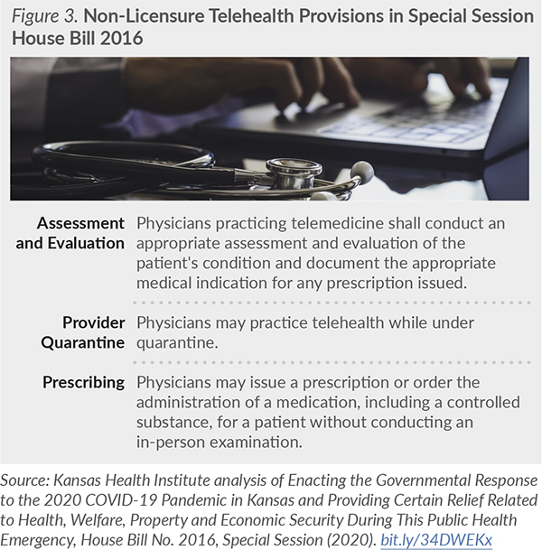 Figure 3 Non-Licensure Telehealth Provisions in Special Session House Bill 2016