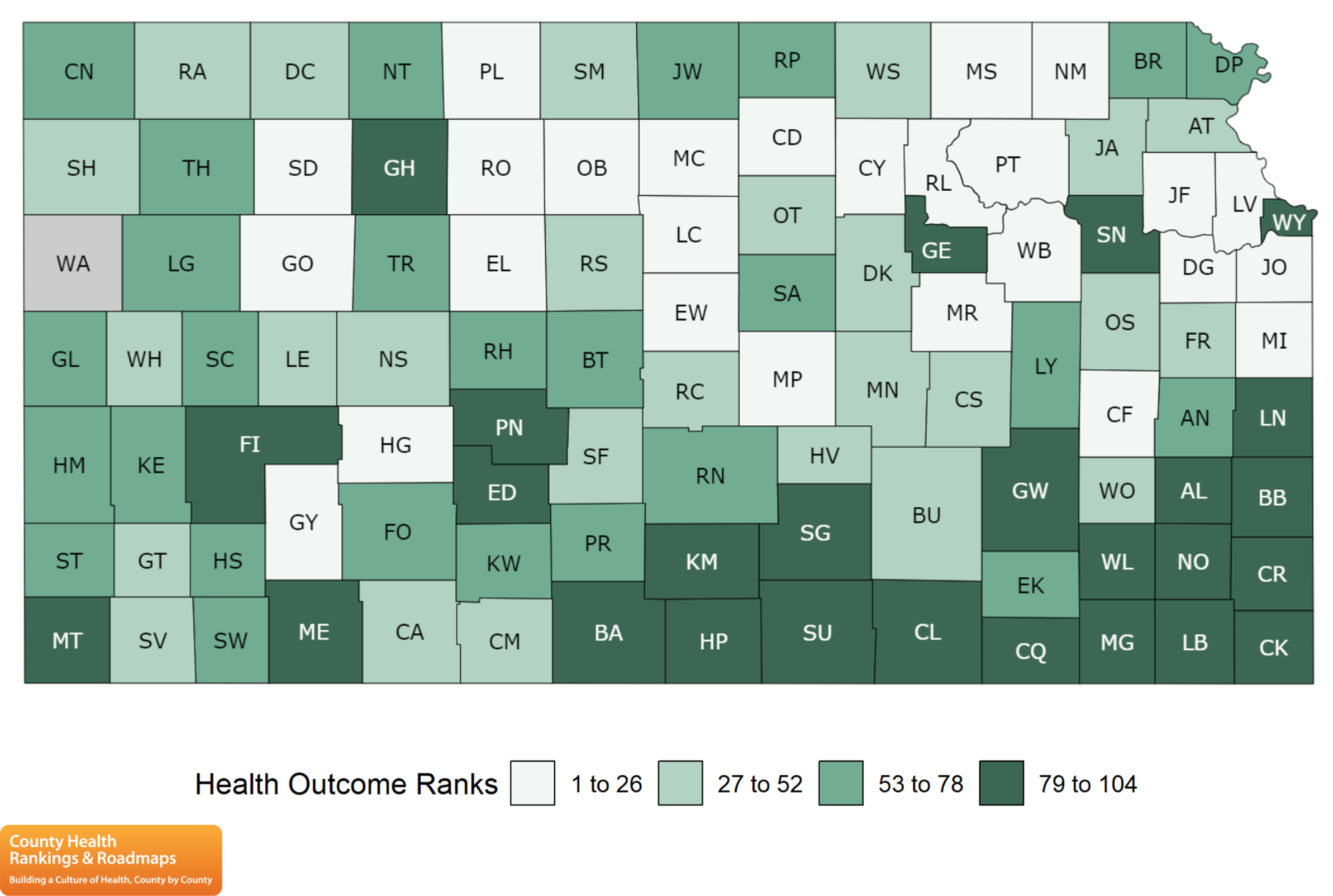 Health Outcomes Map for Kansas