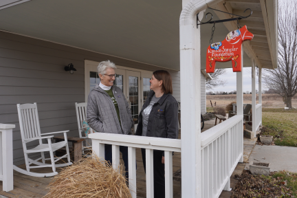 Photo of Marci Penner and Sarah Green, co-directors of the Kansas Sampler Foundation