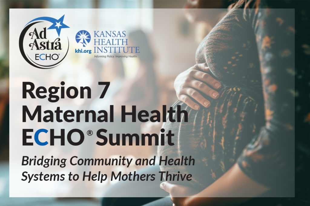 Image of a pregnant woman. Text says "Region 7 Maternal Health ECHO Summit: Bridging Community and Health Systems to Help Mothers Thrive"