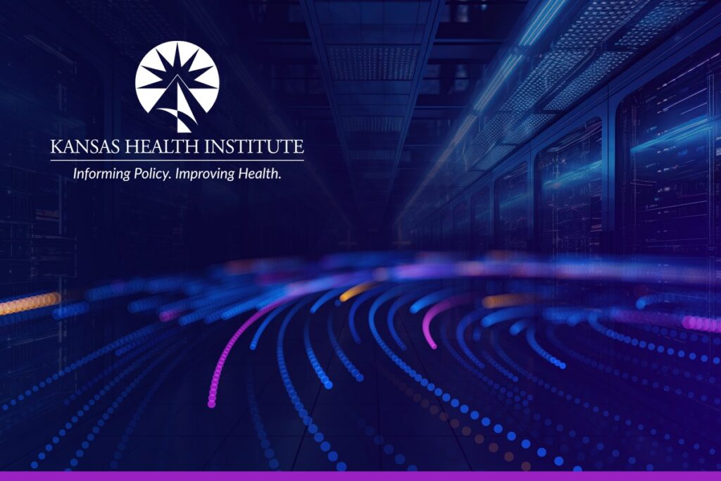 Kansas Health Institute logo on blue background