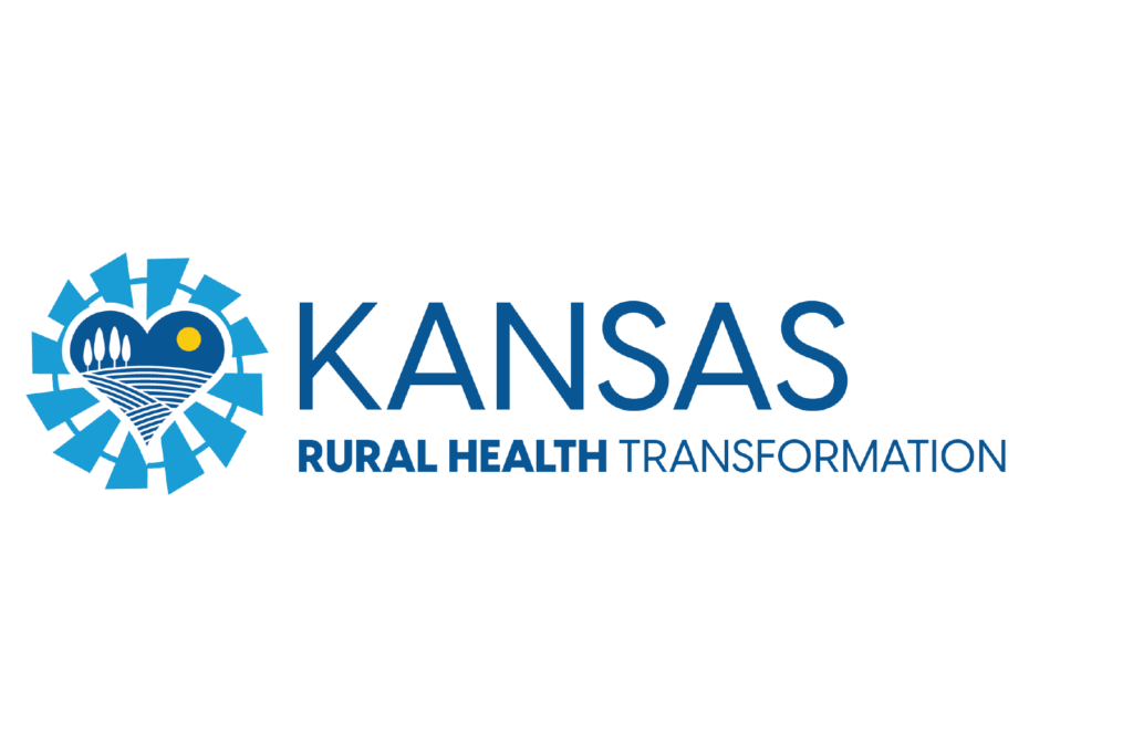 The Rural Health Transformation Program logo for Kansas. Shows a farmers field inside a heart inside a windmill.